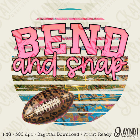 Bend and Snap Sublimation Design PNG Digital Download Football Cheetah Pink