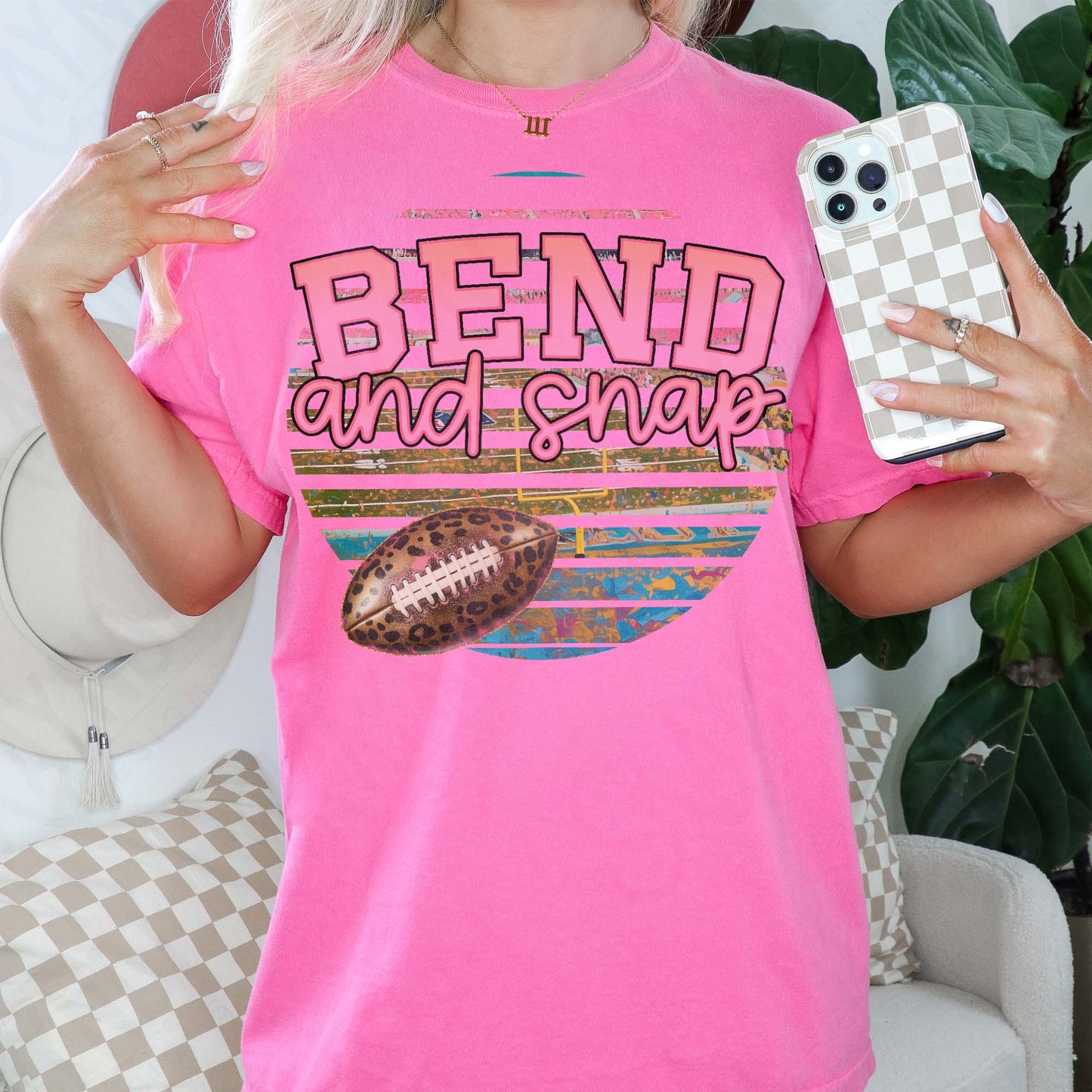 Bend and Snap Sublimation Design PNG Digital Download Football Cheetah Pink