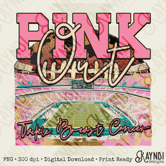 Pink Out Sublimation Design PNG Digital Download Football Pink Breast Cancer