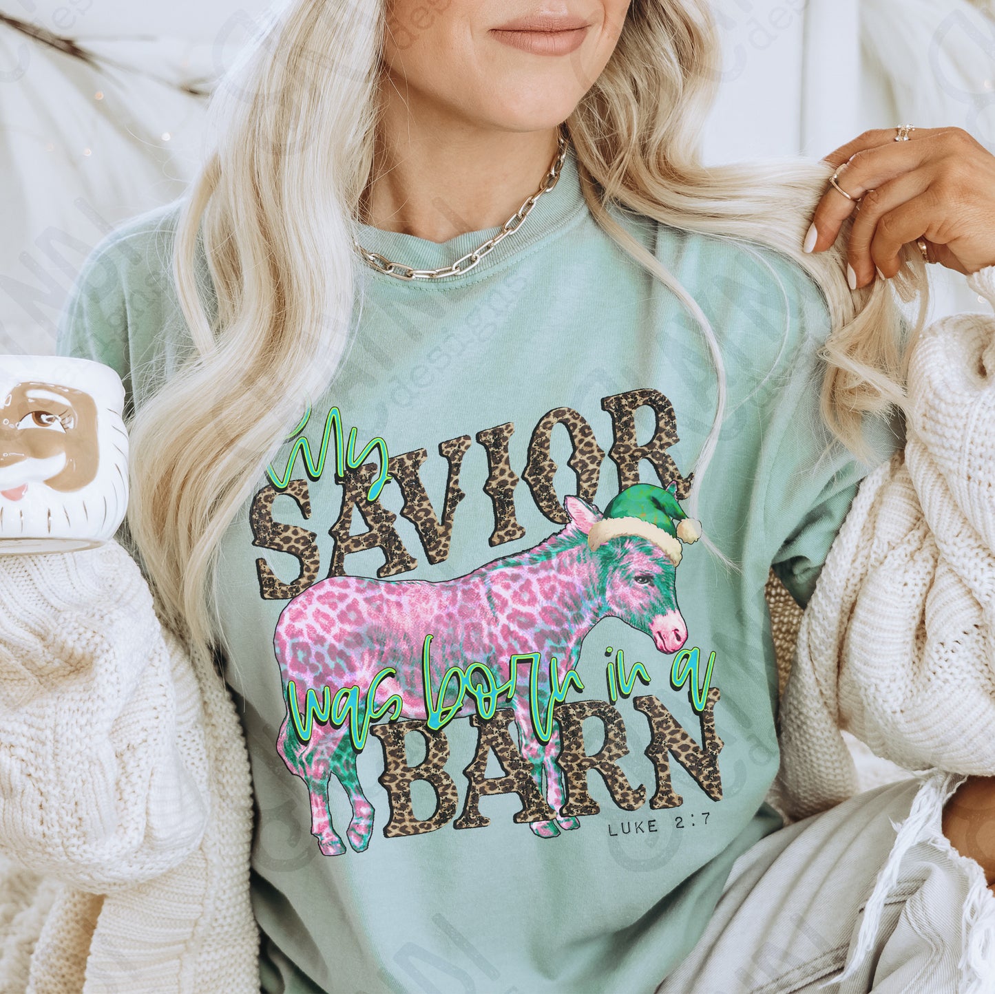 Born in a Barn Pink Sublimation Design PNG Digital Download Printable Christmas Farm Wild Western