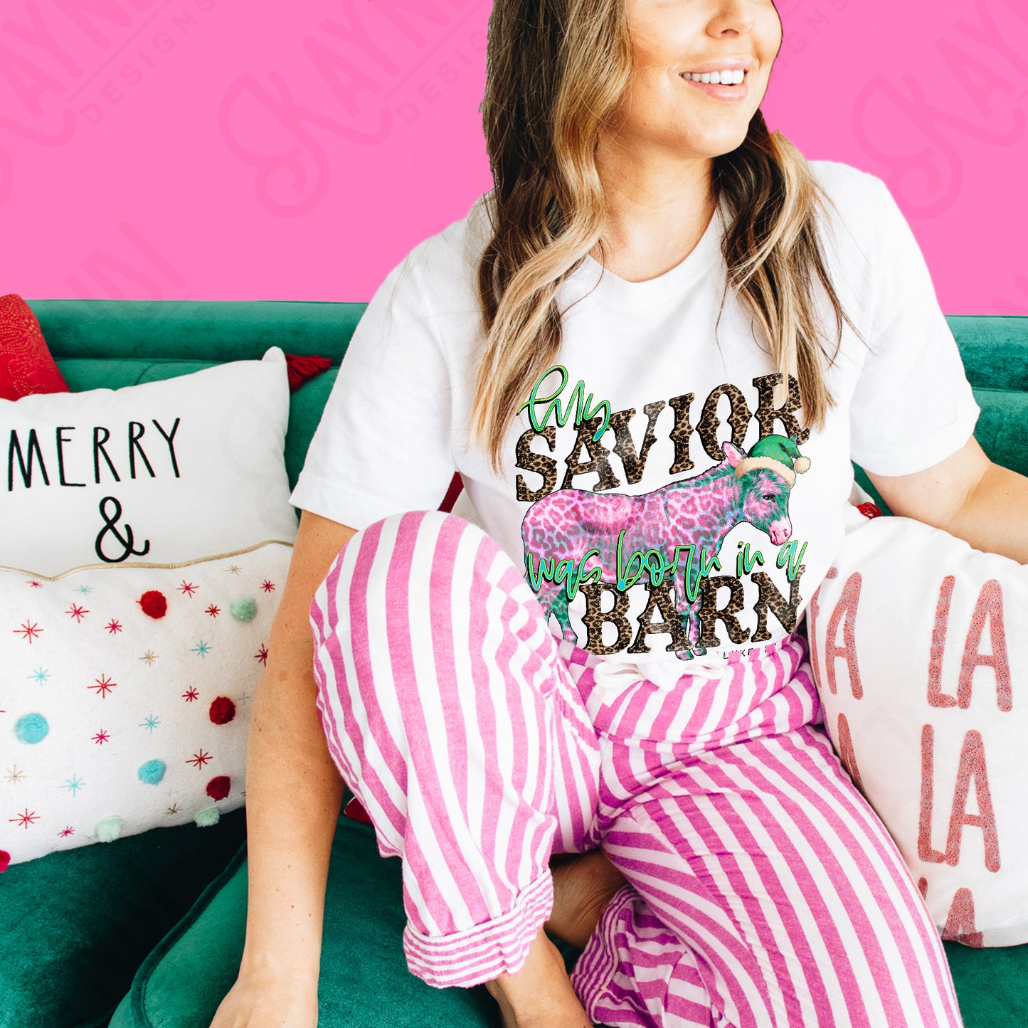 Born in a Barn Pink Sublimation Design PNG Digital Download Printable Christmas Farm Wild Western