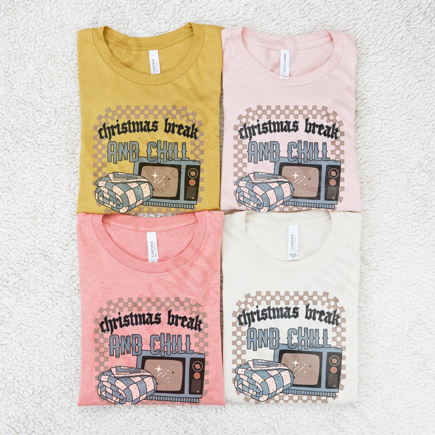 Christmas Break and Chill Blue Sublimation Design PNG Digital Download Printable Christmas Fun Blanket TV