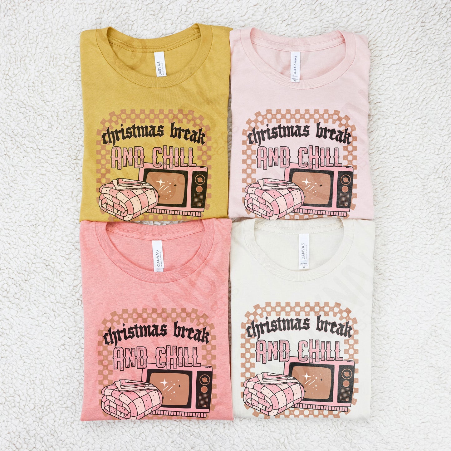 Christmas Break and Chill Pink Sublimation Design PNG Digital Download Printable Christmas Fun Blanket TV