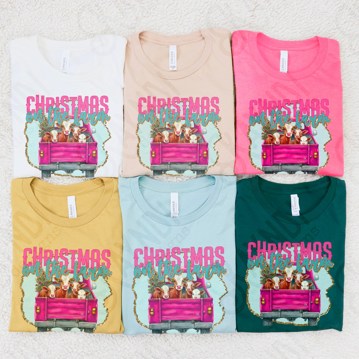 Christmas on the Farm Sublimation Design PNG Digital Download Printable Christmas Farm Cows