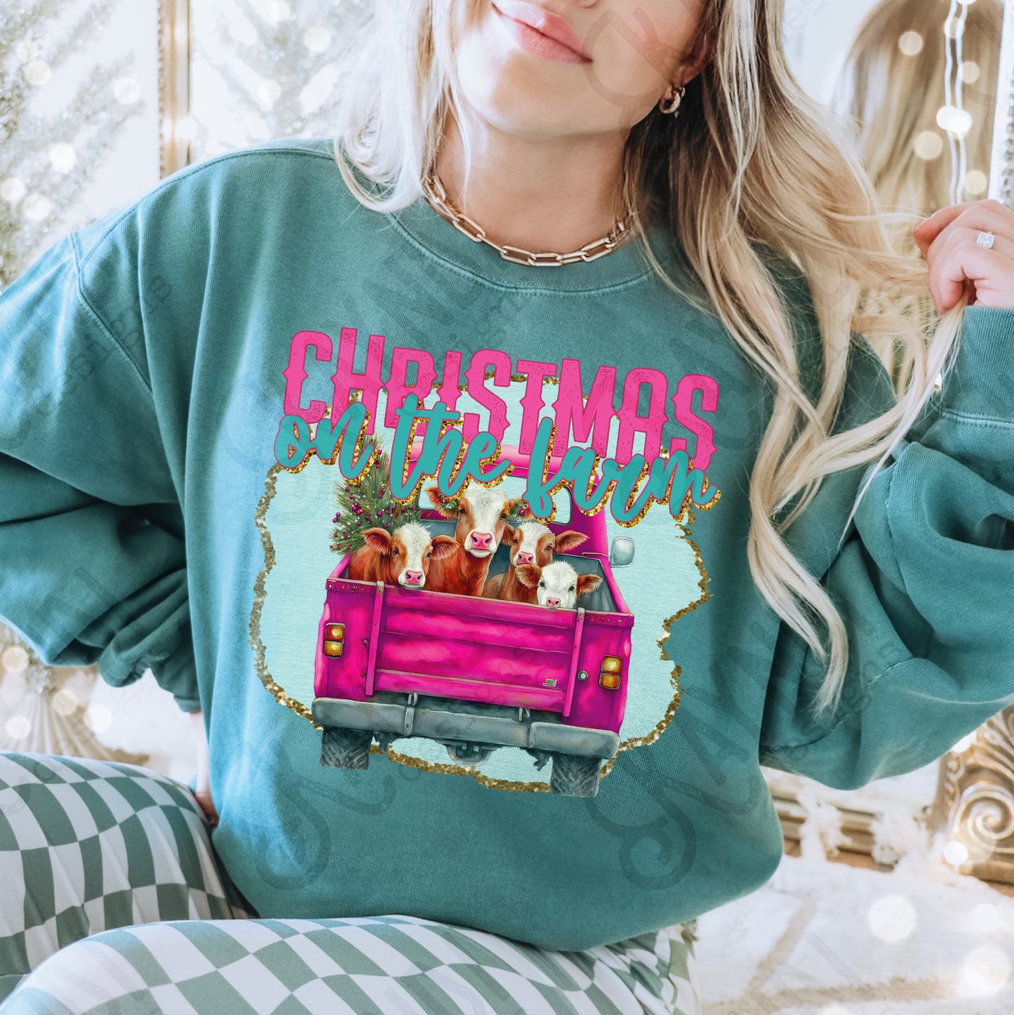 Christmas on the Farm Sublimation Design PNG Digital Download Printable Christmas Farm Cows