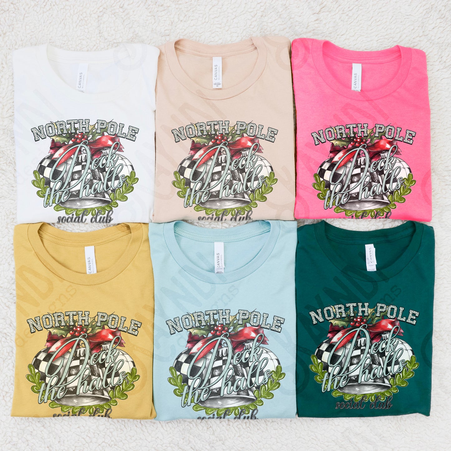 North Pole Deck the Halls Sublimation Design PNG Digital Download Printable Checkered Bells Social Club