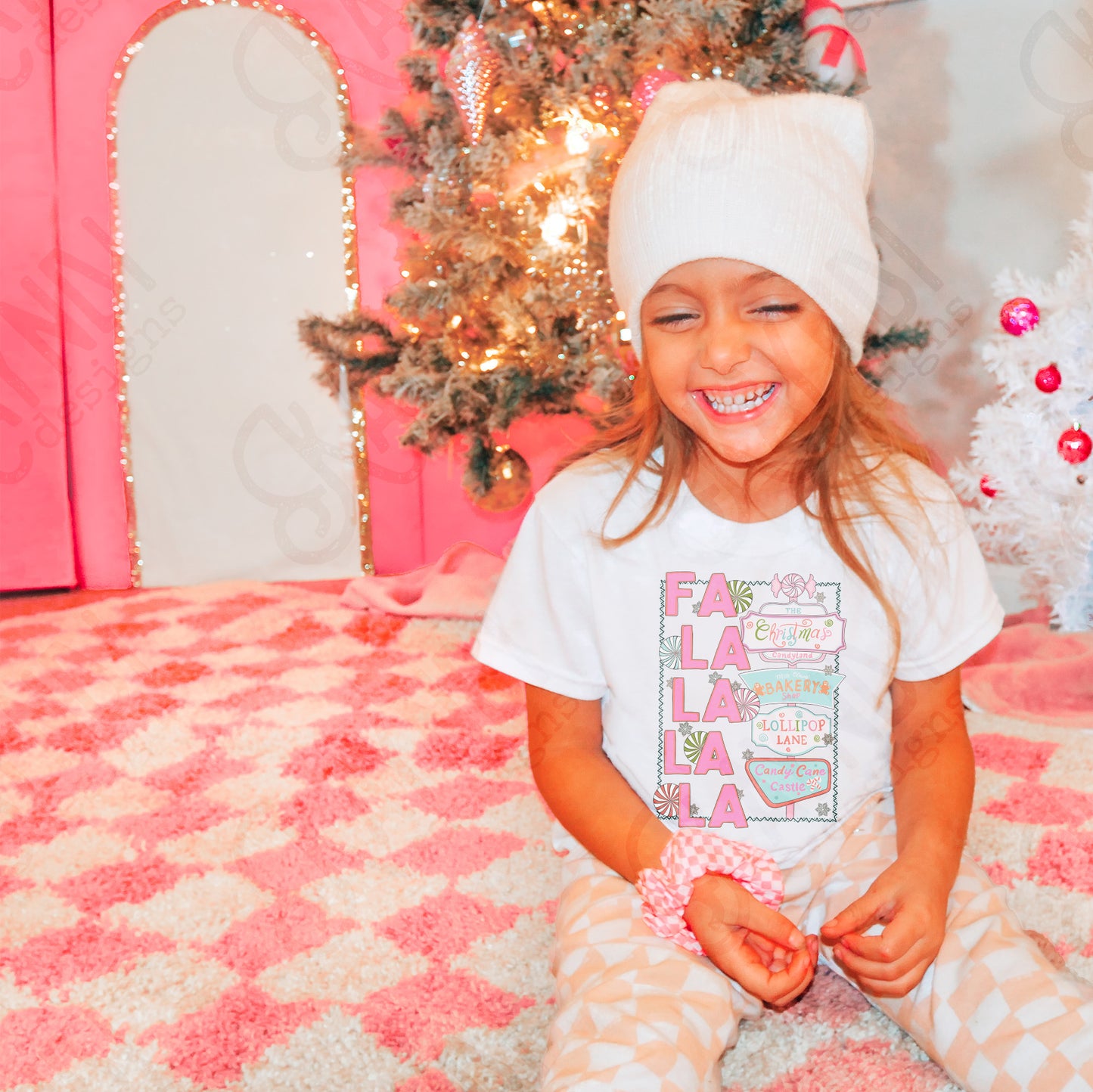 FaLaLaLaLa Sublimation Design PNG Digital Download Printable Retro Pink Christmas