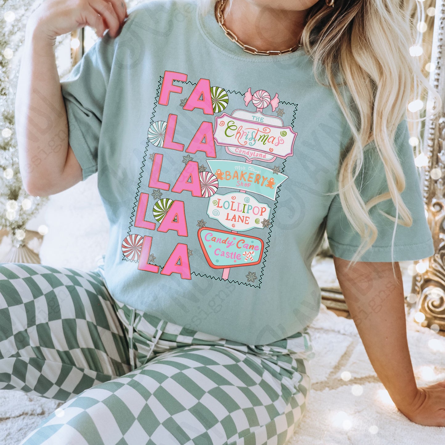 FaLaLaLaLa Sublimation Design PNG Digital Download Printable Retro Pink Christmas