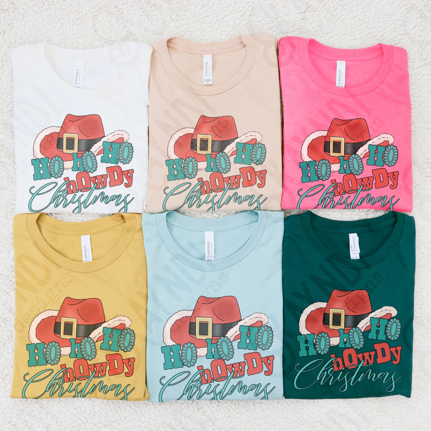 Ho Ho Ho Howdy Christmas Red Sublimation Design PNG Digital Download Printable Christmas Cowboy Turquoise