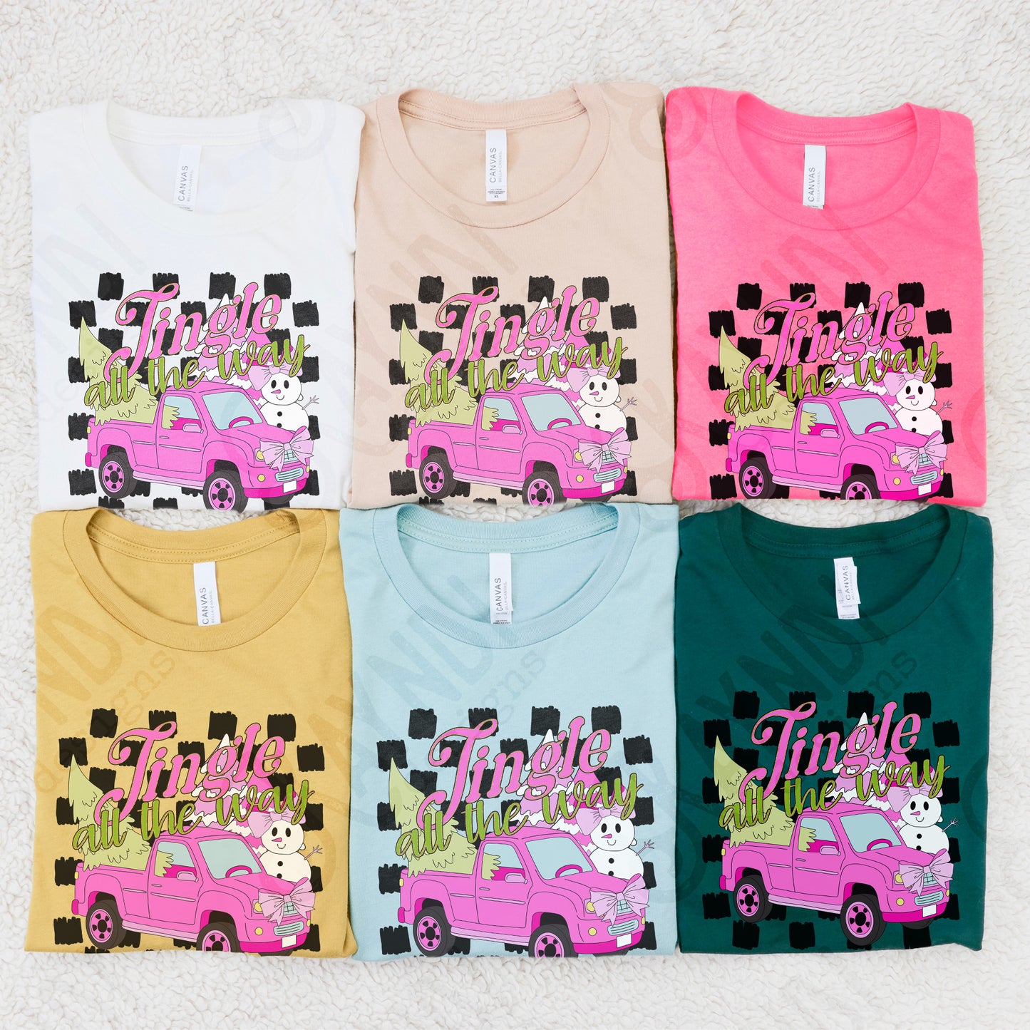 Jingle all the Way Sublimation Design PNG Digital Download Printable Pink Christmas Truck Snowman