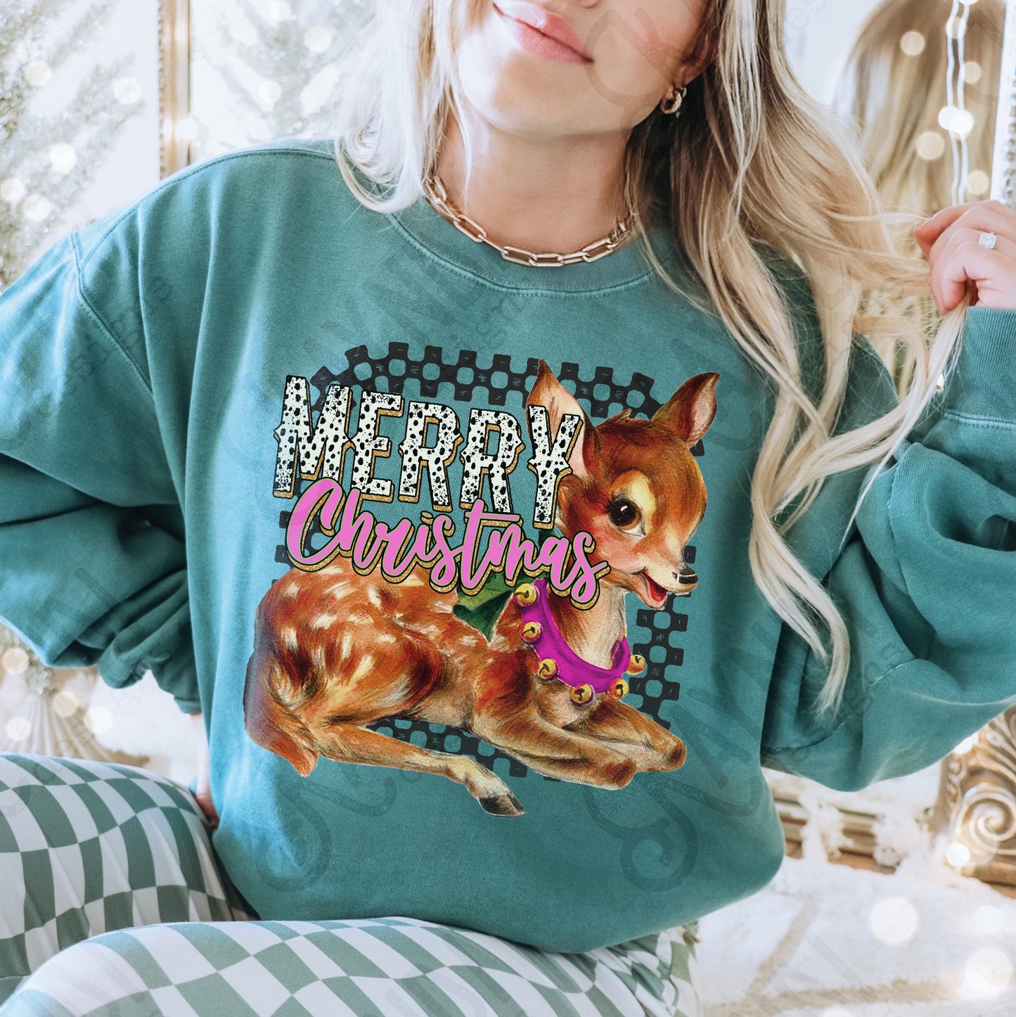 Merry Christmas Deer Pink Sublimation Design PNG Digital Download Printable Retro Vintage Christmas