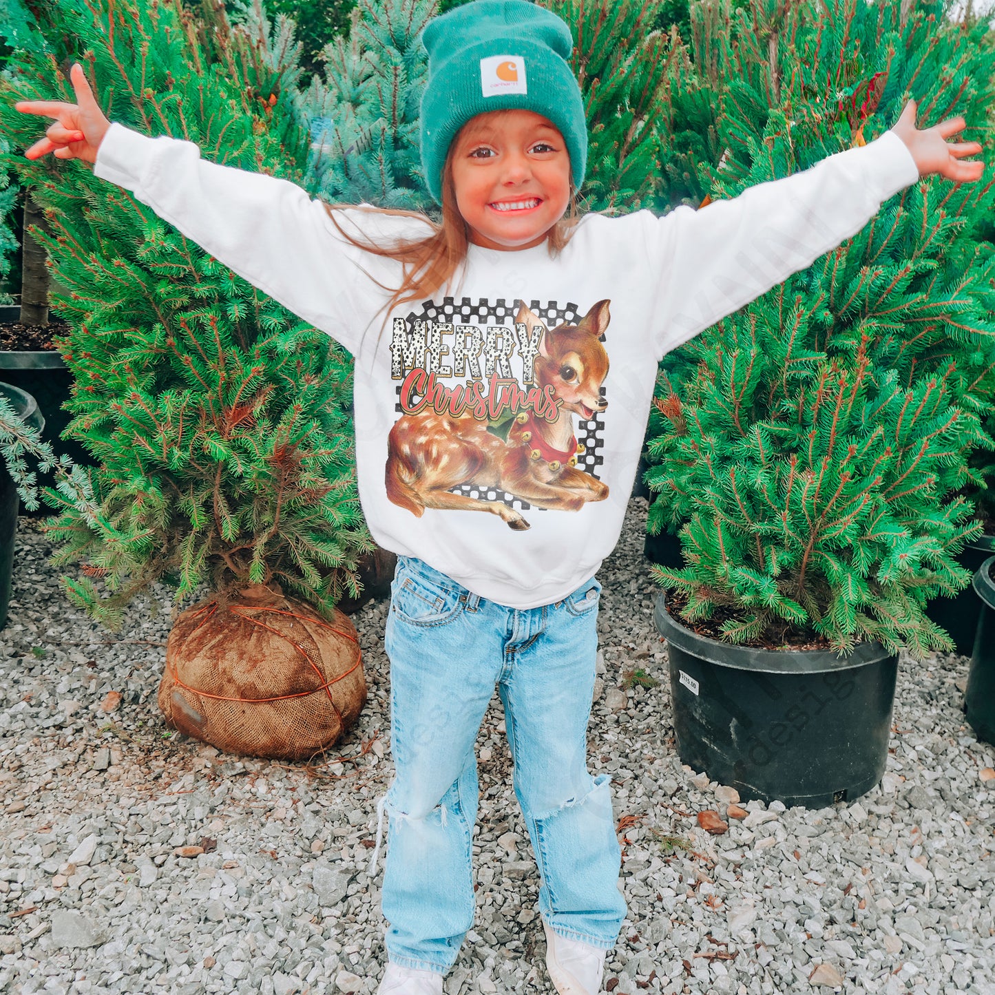 Merry Christmas Deer Red Sublimation Design PNG Digital Download Printable Retro Vintage Christmas