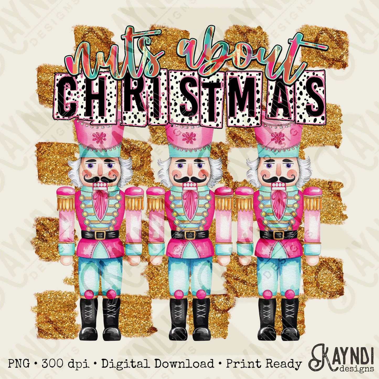 Nuts about Christmas Sublimation Design PNG Digital Download Printable Retro Vintage Christmas Nutcrackers