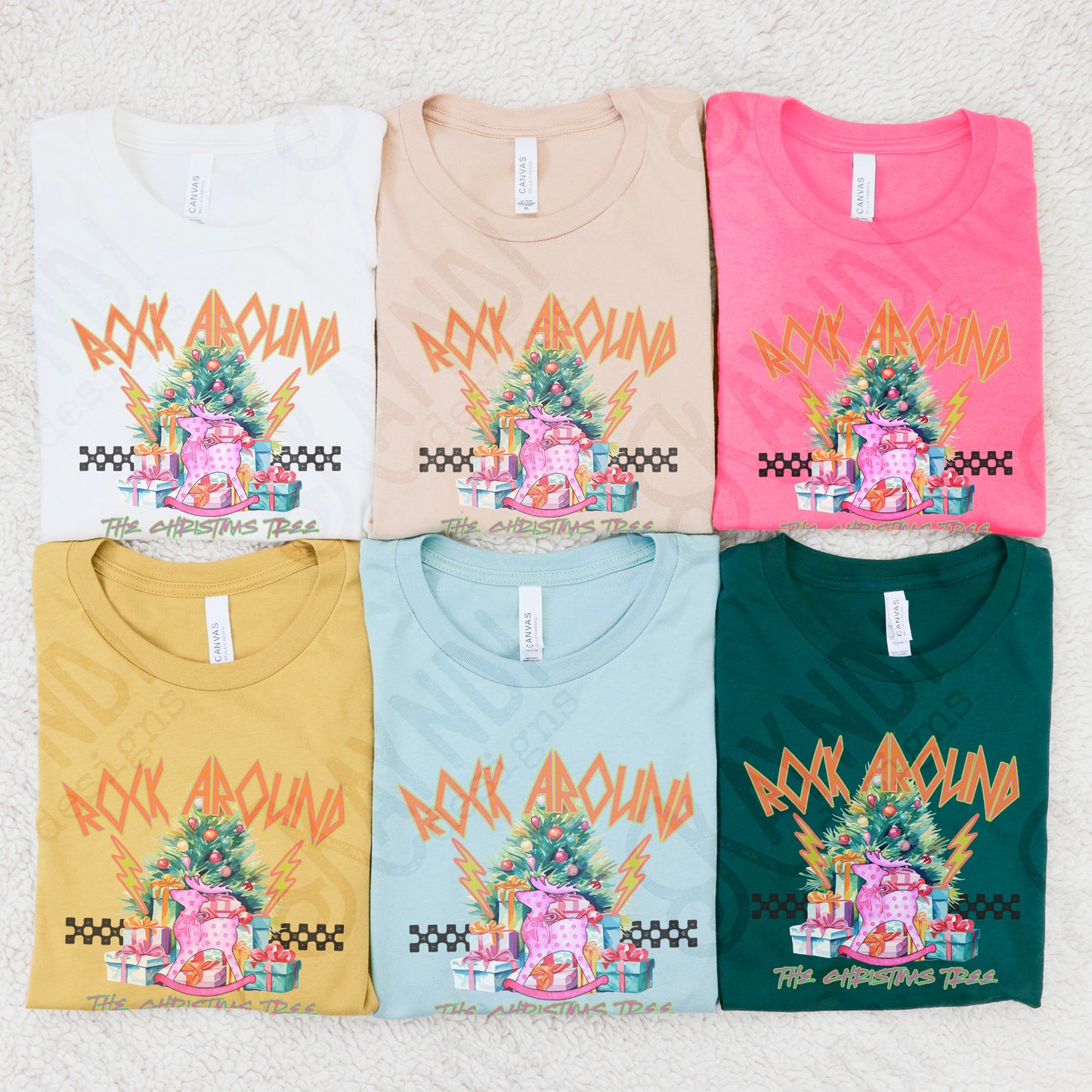 Rock Around the Christmas Tree Pink Sublimation Design PNG Digital Download Printable Christmas