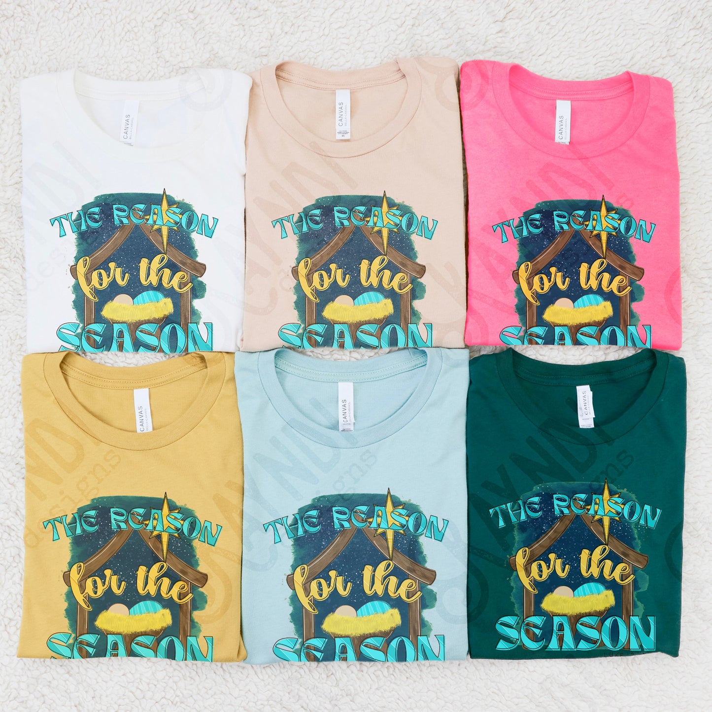 The Reason for the Season Blue Sublimation Design PNG Digital Download Printable Christmas Manger Jesus