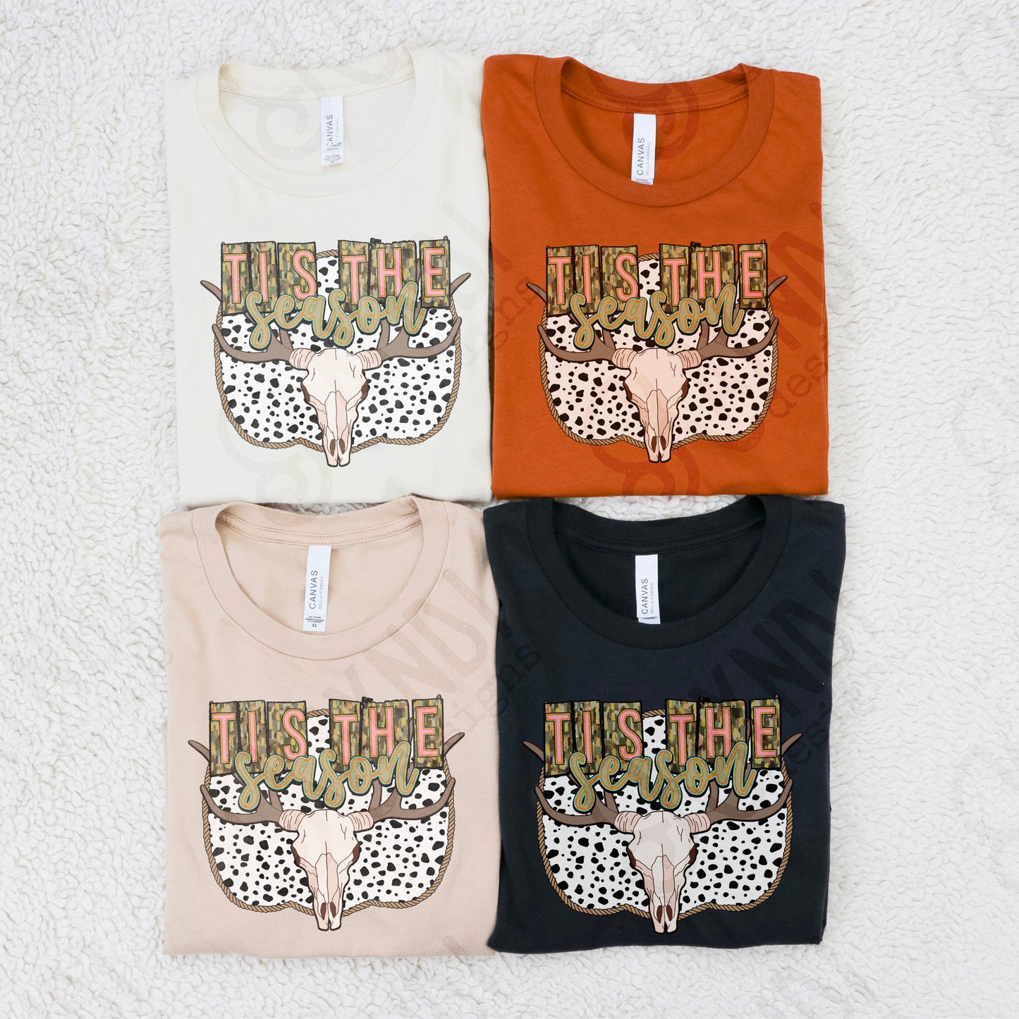 Tis the Season Sublimation Design PNG Digital Download Printable Steer Skull Western