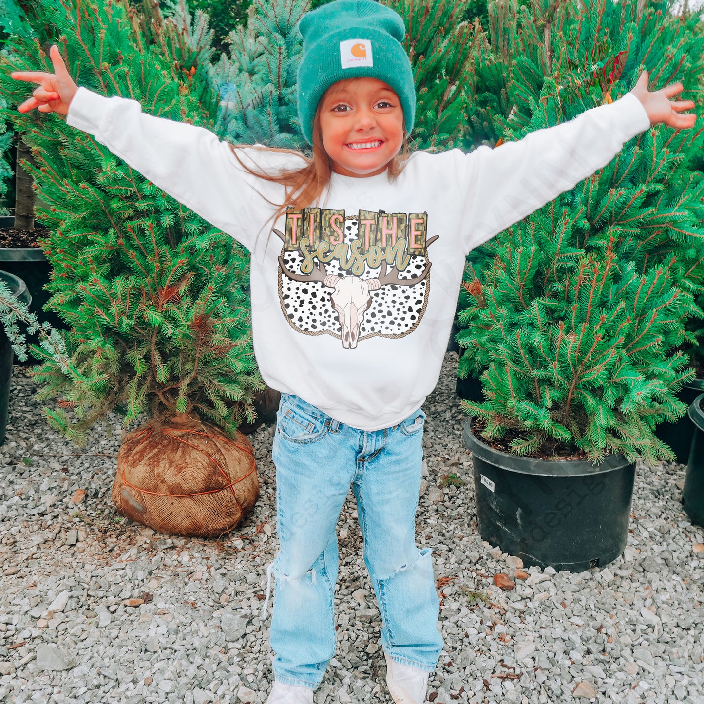 Tis the Season Sublimation Design PNG Digital Download Printable Steer Skull Western