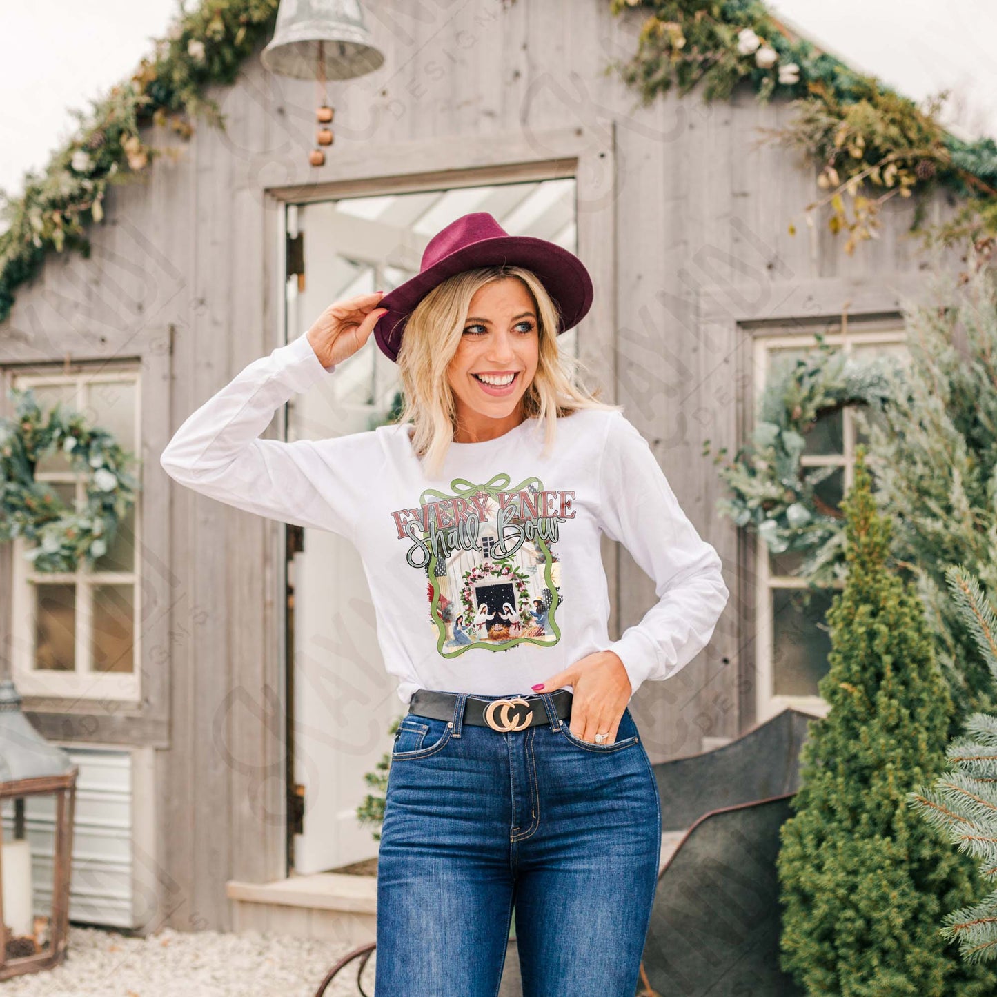 Every Knee Shall Bow Sublimation Design PNG Digital Download Nativity Faith Jesus