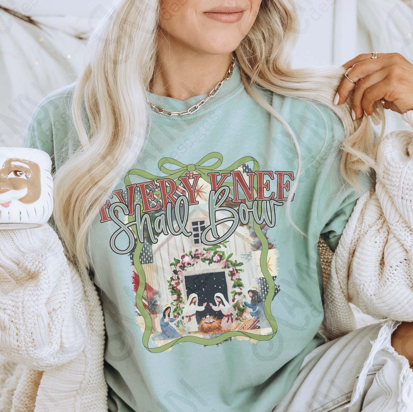 Every Knee Shall Bow Sublimation Design PNG Digital Download Nativity Faith Jesus