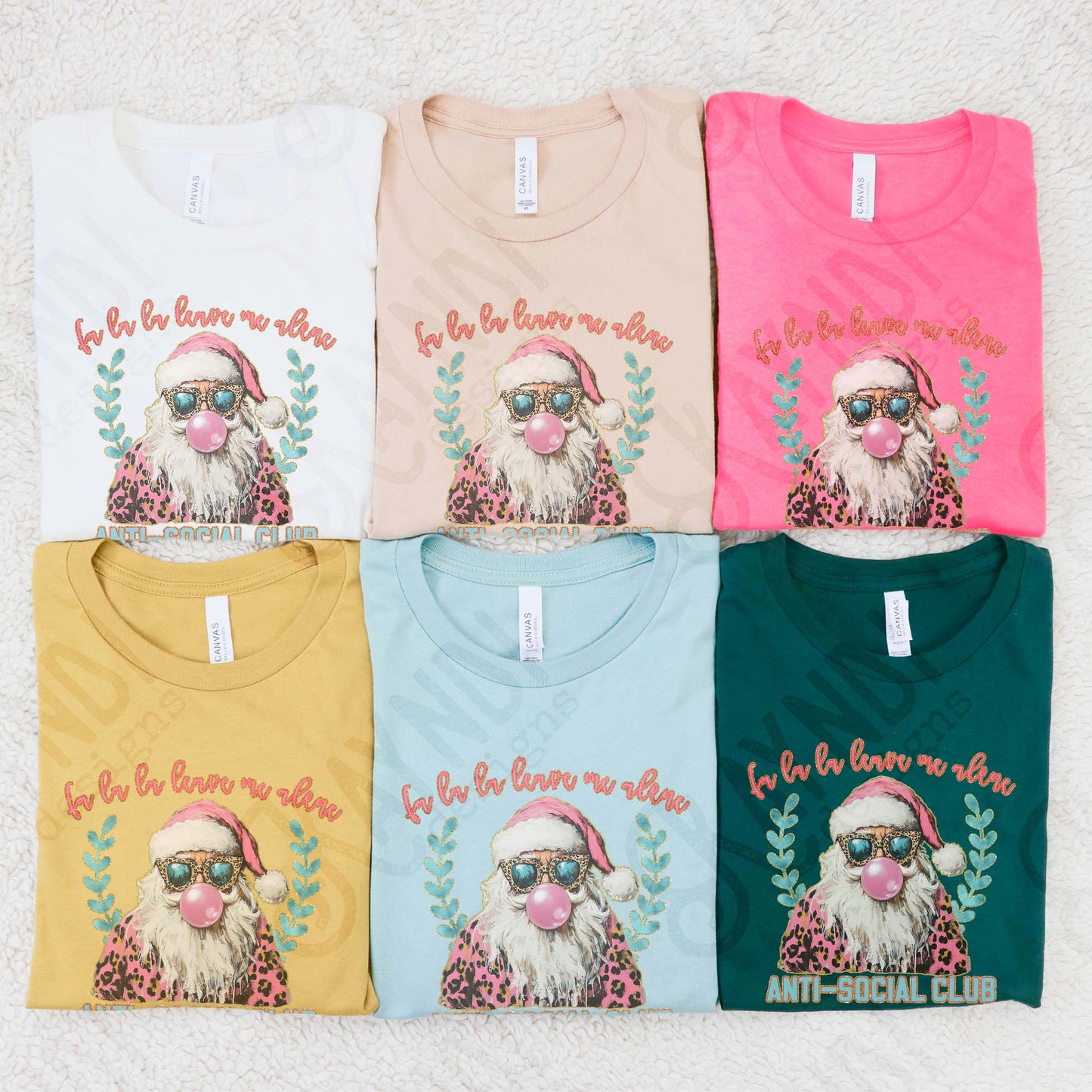 Fa La La Leave Me Alone Sublimation Design PNG Digital Downloads DTG Printable Design Cheetah Bubble Gum Pink Santa