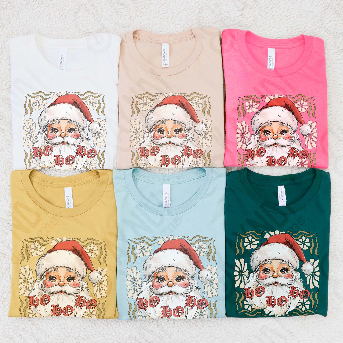 Ho Ho Ho Santa Floral Sublimation Design PNG Digital Download Christmas Santa Flowers