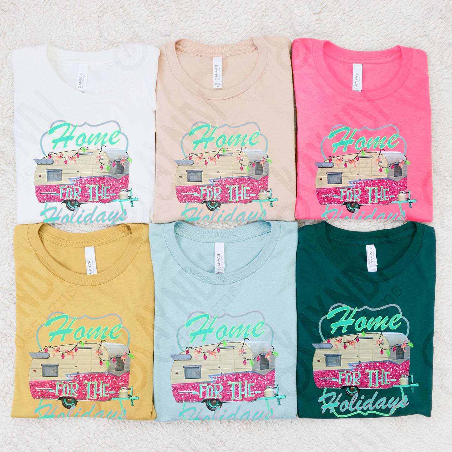 Home for the Holidays Sublimation Design PNG Digital Download Christmas Camper Lights