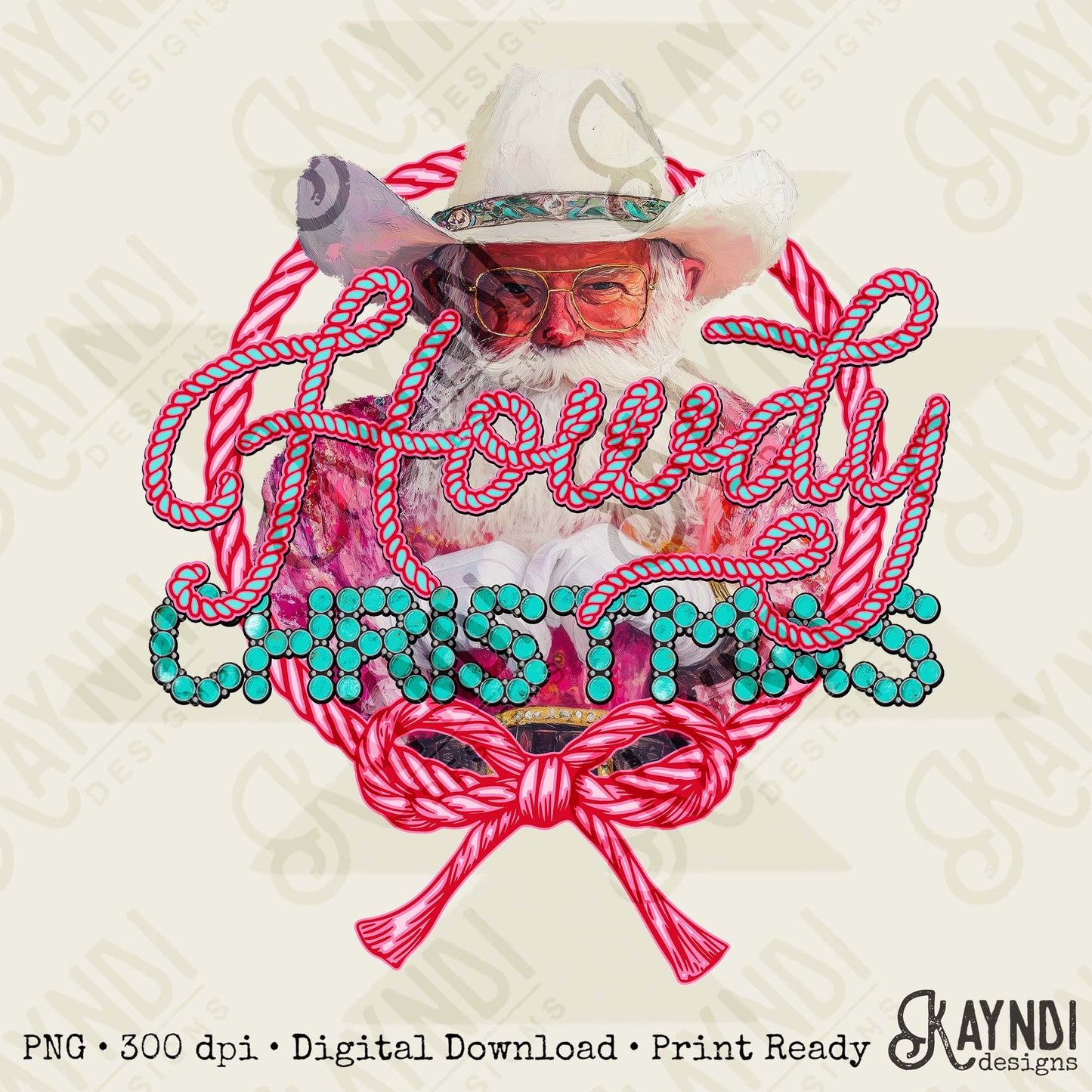 Howdy Christmas Sublimation Design PNG Digital Download Pink Western Cowboy Santa