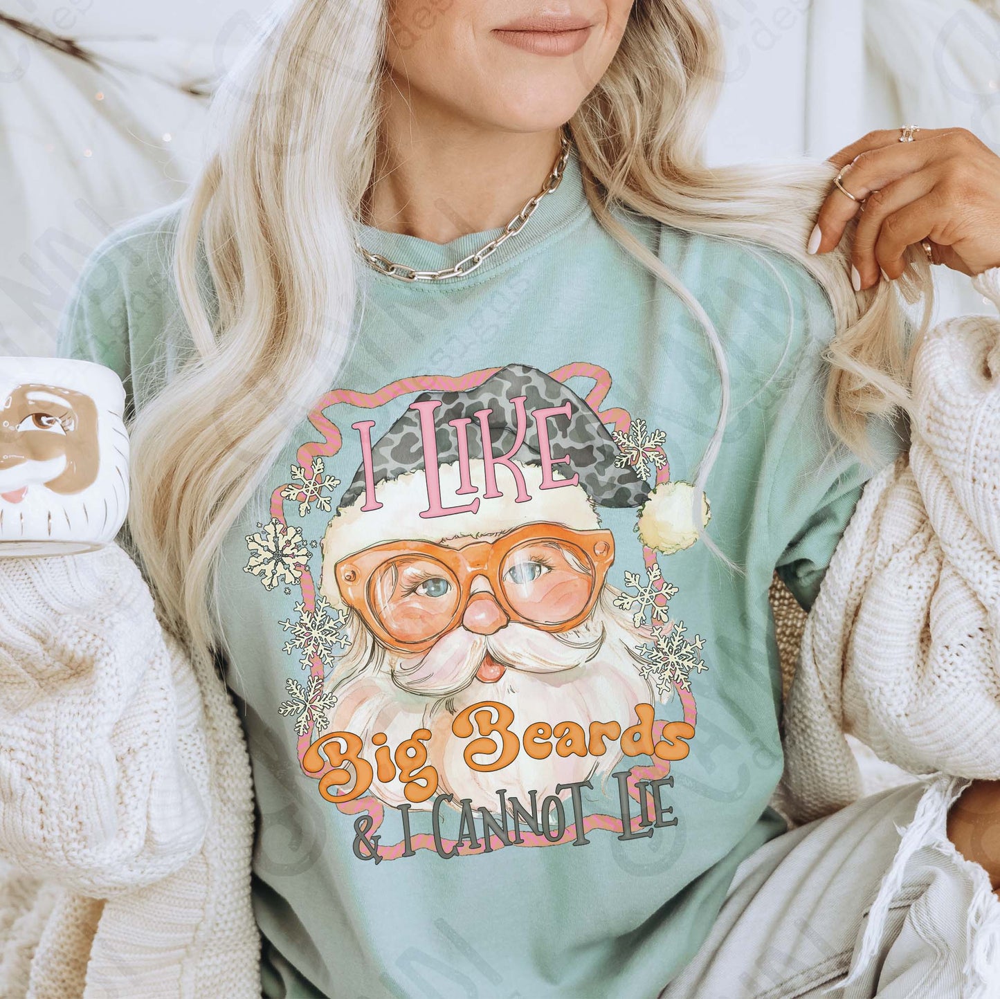 I Like Big Beards Sublimation Design PNG Digital Download Christmas Santa Camo