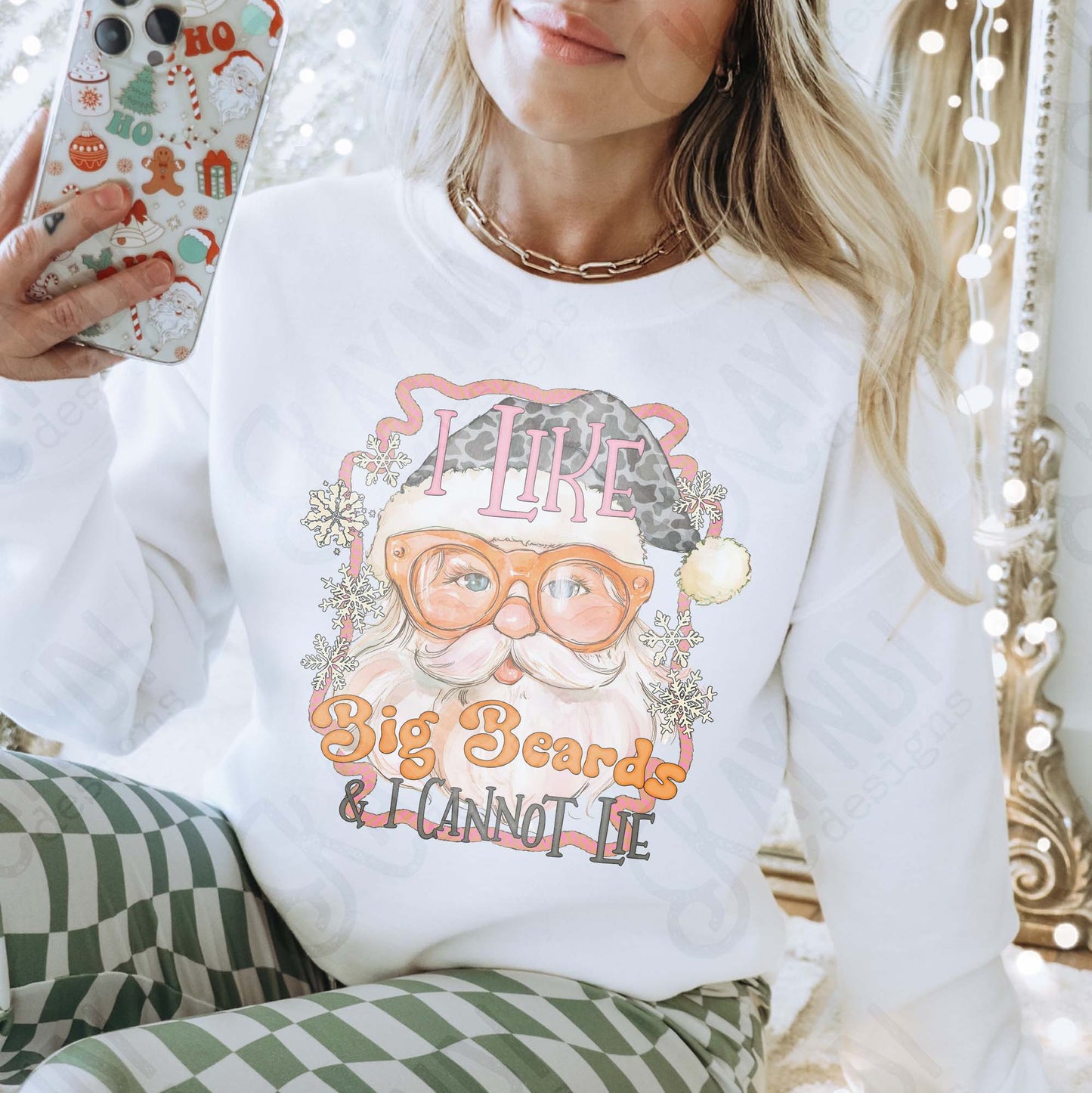 I Like Big Beards Sublimation Design PNG Digital Download Christmas Santa Camo