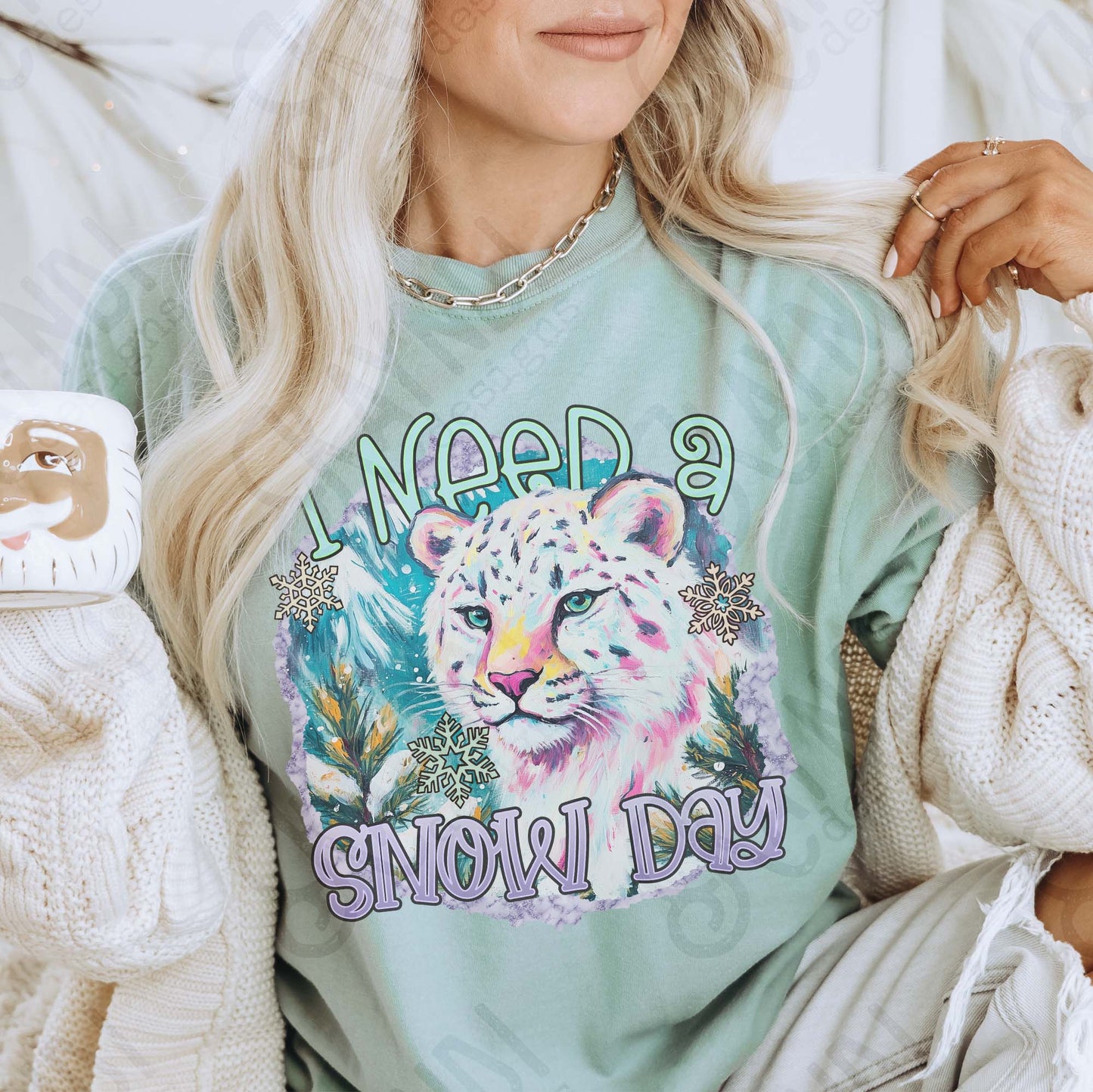 I need a Snow Day Sublimation Design PNG Digital Download Leopard Winter