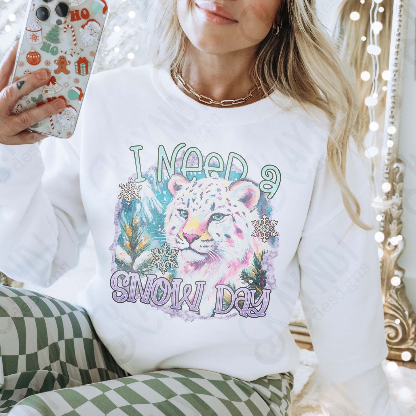 I need a Snow Day Sublimation Design PNG Digital Download Leopard Winter
