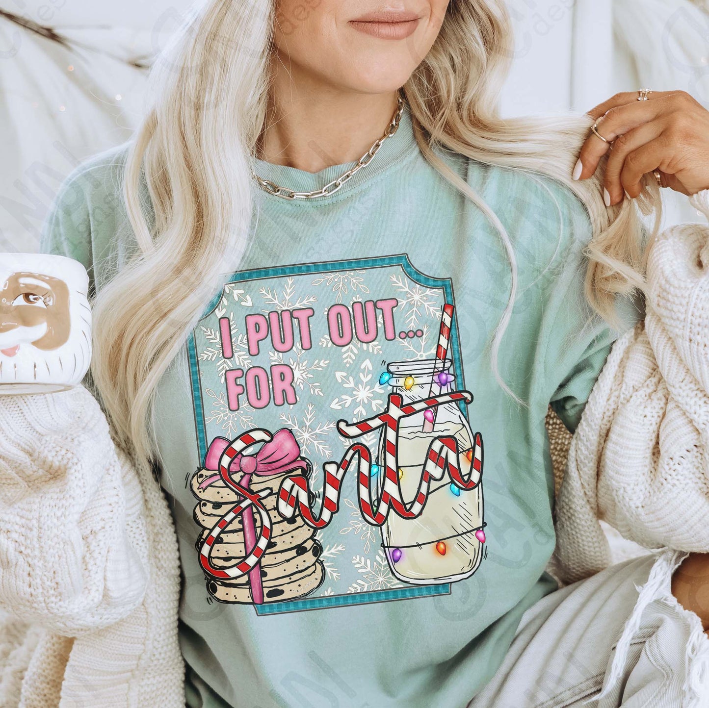 I Put Out for Santa Snowflakes Sublimation Design PNG Digital Download Christmas Pun Cookies