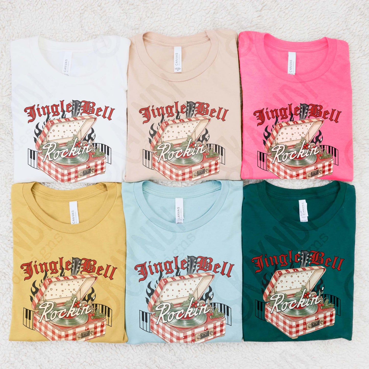 Jingle Bell Rockin Sublimation Design PNG Digital Download Christmas Record Player Music