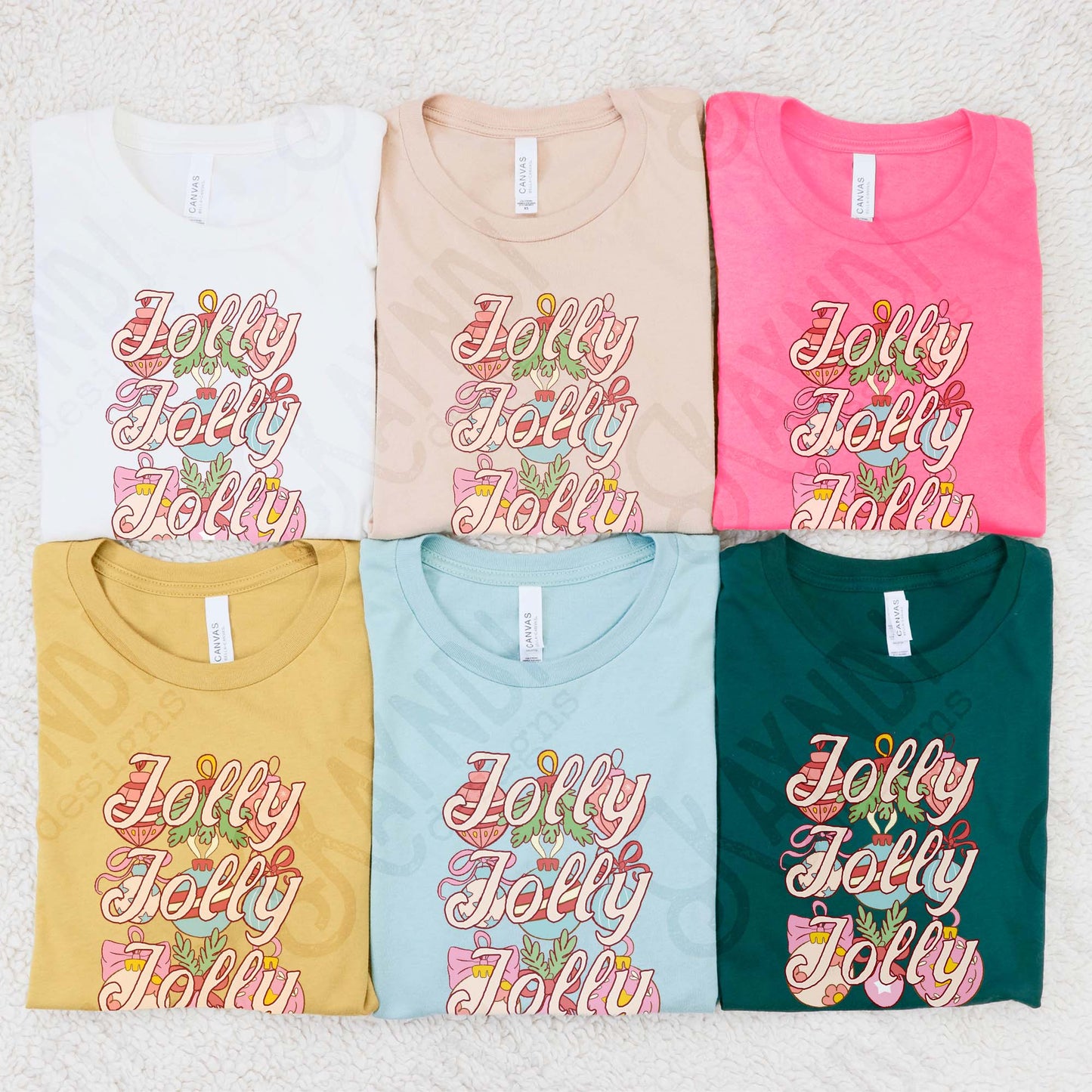 Jolly Jolly Jolly Sublimation Design PNG Digital Download Christmas Ornaments Pink