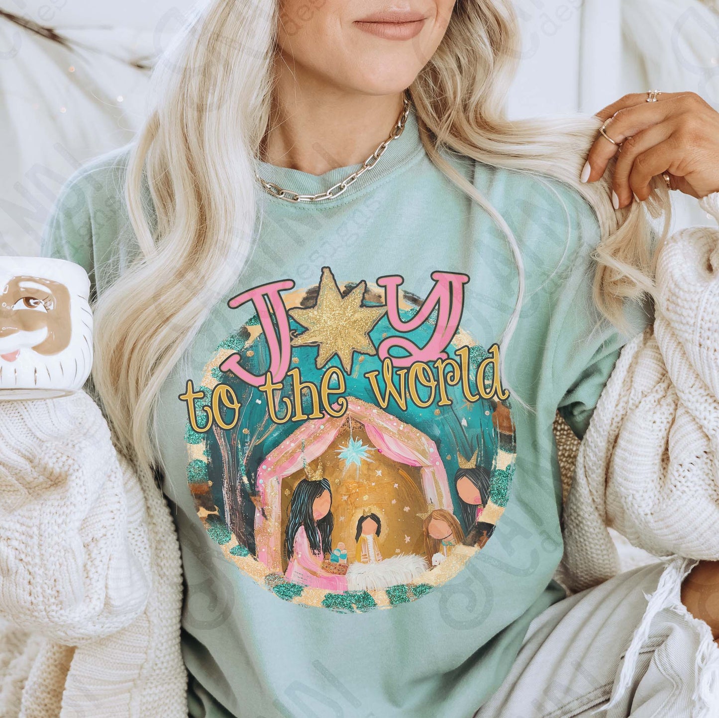 Joy to the World Sublimation Design PNG Digital Download Nativity Faith Jesus