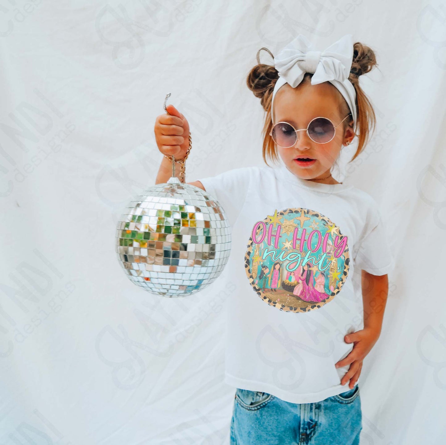 Oh Holy Night Sublimation Design PNG Digital Download Nativity Faith Jesus Pink