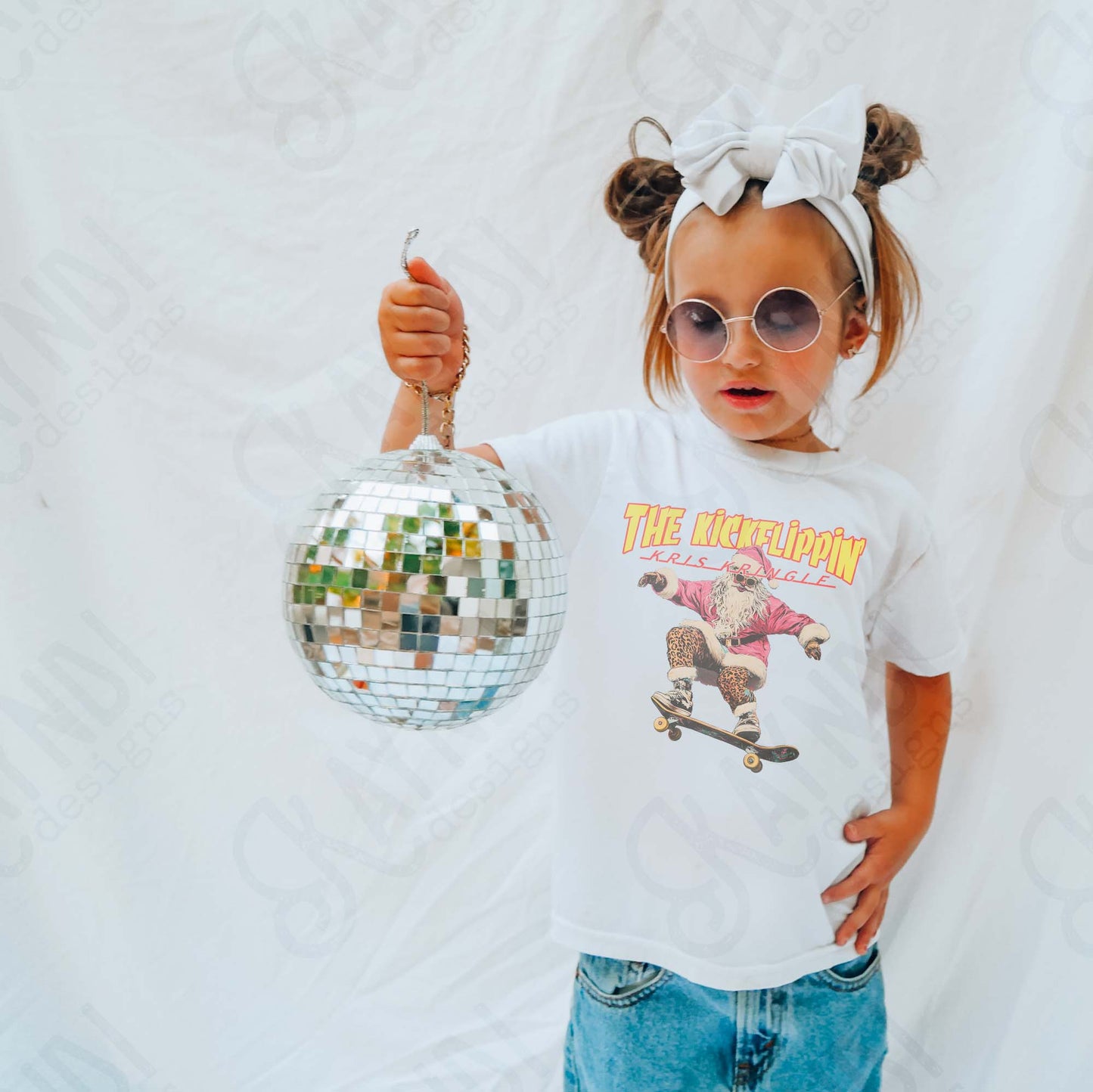 The Kickflippin Kris Kringle Leopard Sublimation Design PNG Digital Download Skateboarding Sunglasses Santa