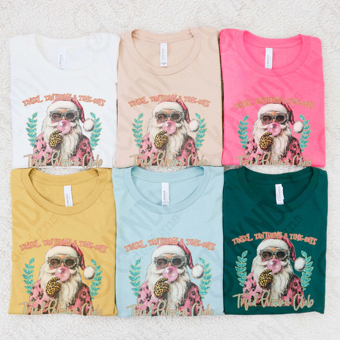 Tired Moms Club Sublimation Design PNG Digital Download Pink Cheetah Bubblegum Santa