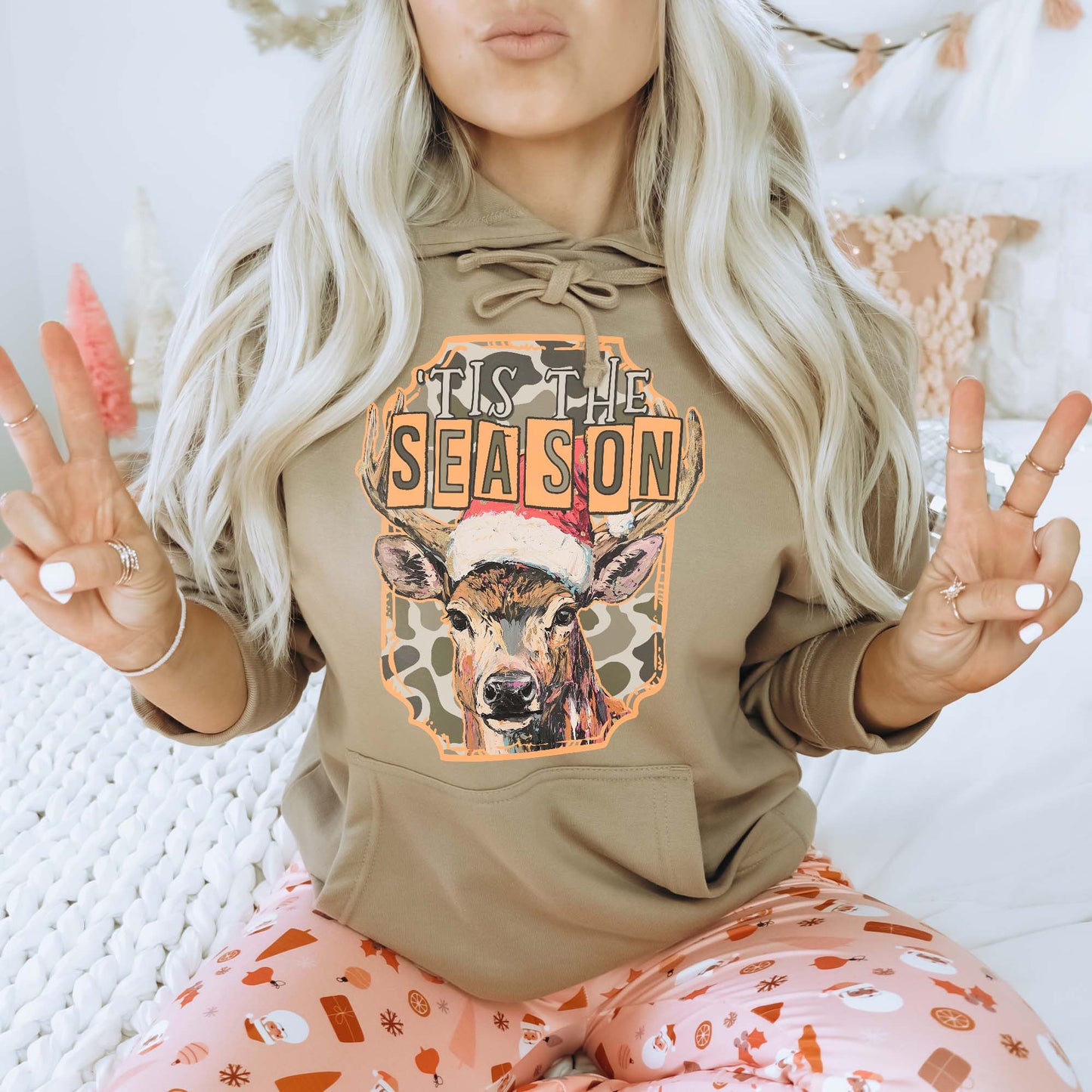 Tis the Season Orange Sublimation Design PNG Digital Download Christmas Deer Camo