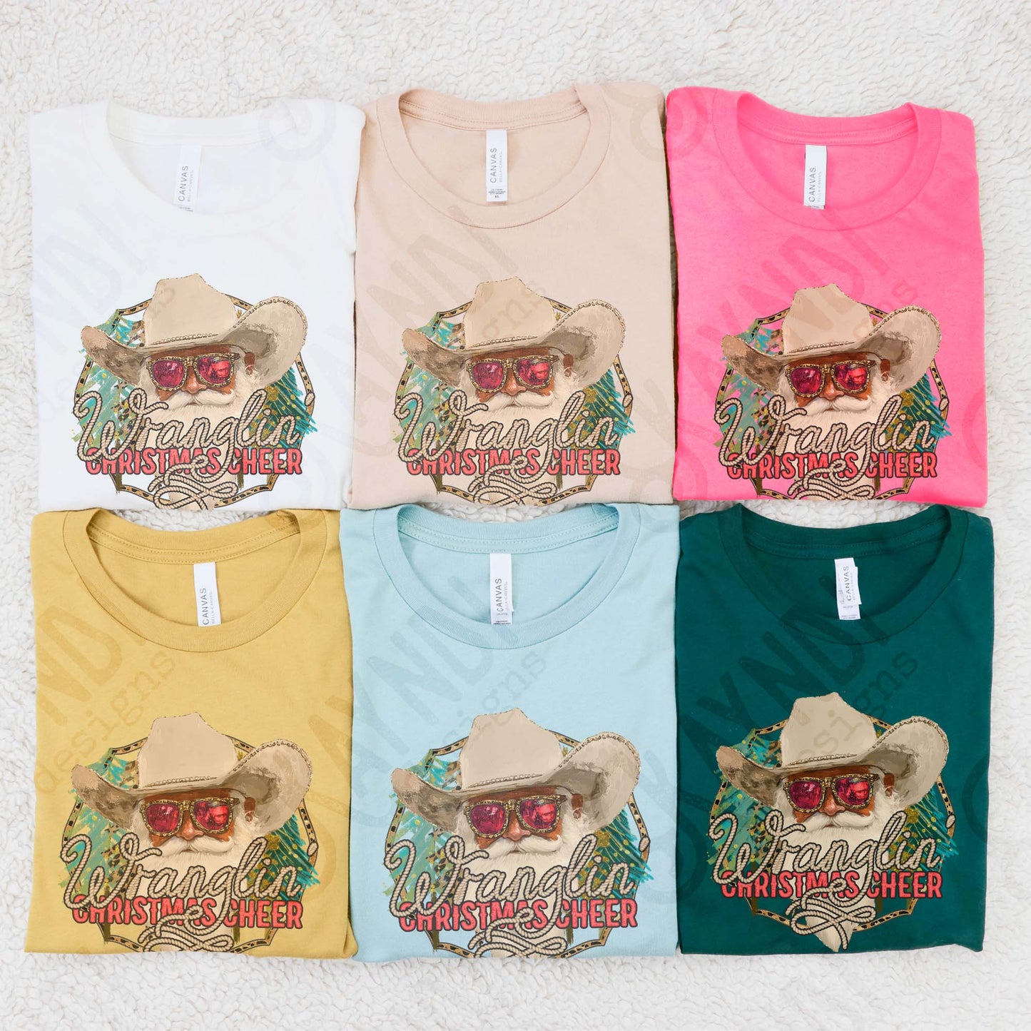 Wranglin Christmas Cheer Red Sublimation Design PNG Digital Download Cowboy Santa Western