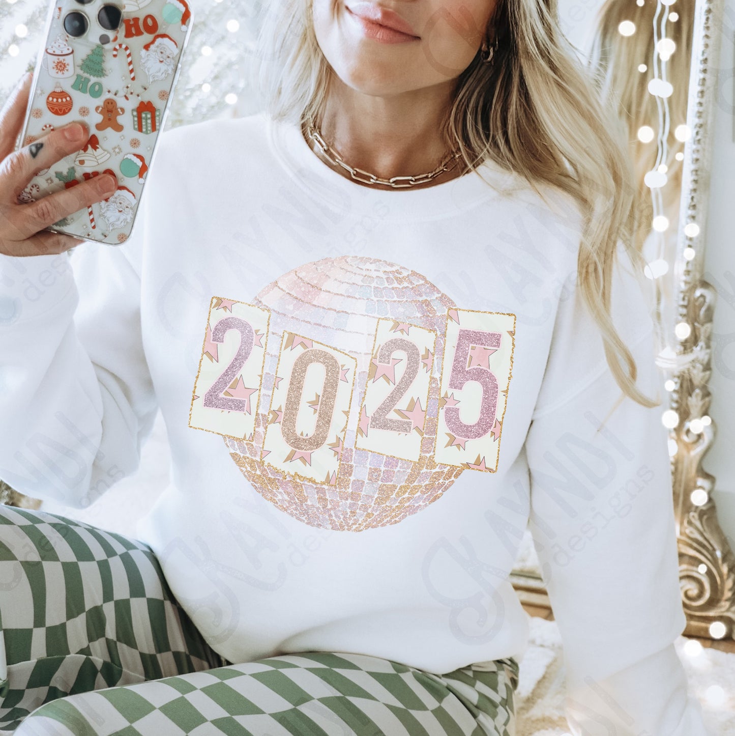 Disco Ball Sublimation Design PNG Digital Download Printable 2025 New Years