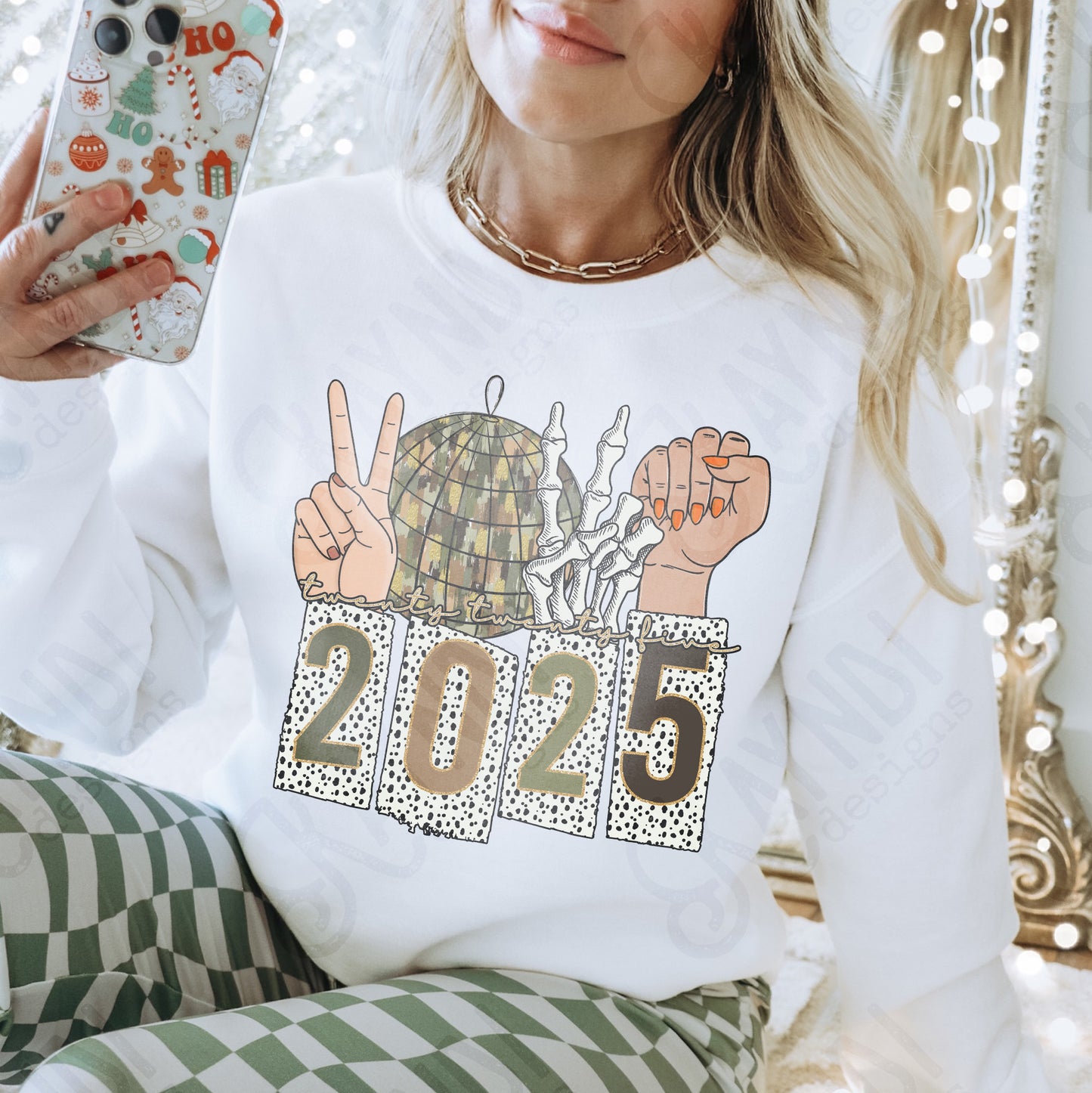 2025 Green Sublimation Design PNG Digital Download Printable Peace Skeleton Disco