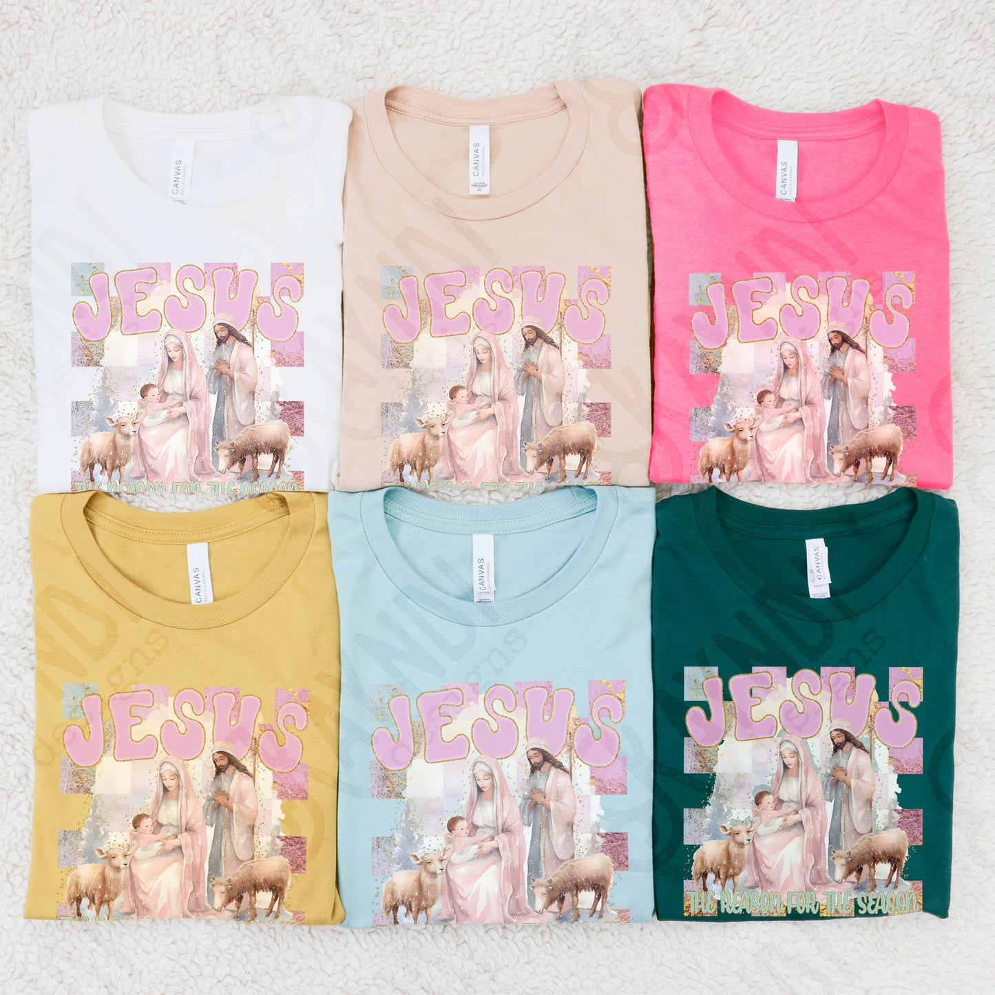 Jesus the Reason for the Season Sublimation Design PNG Digital Download Printable Christmas Checkered Faith Christian