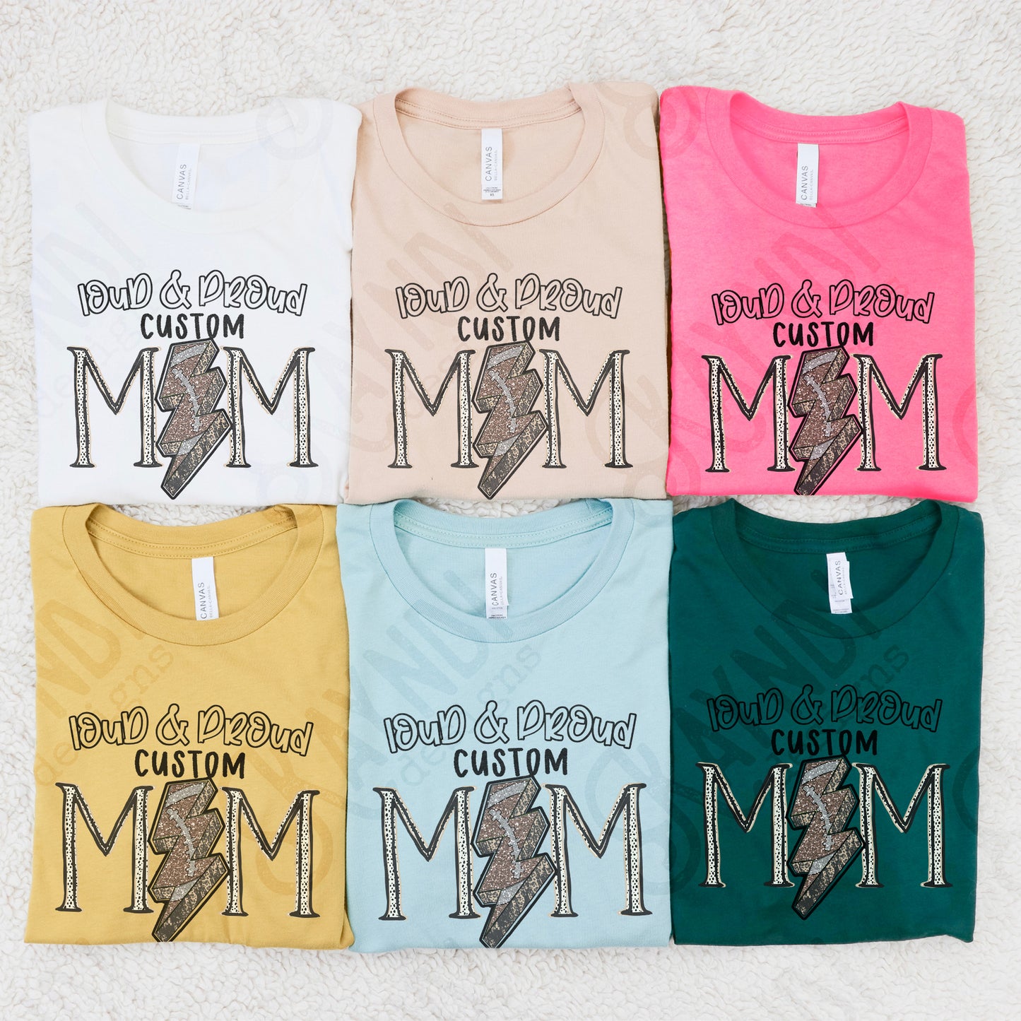 Loud & Proud Football Mom Sublimation Design PNG Digital Download Printable Mom Sparkle Lightning