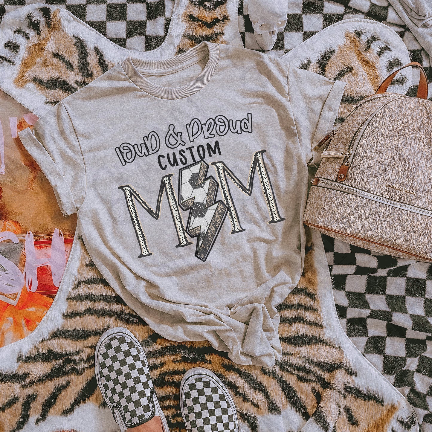 Loud & Proud Soccer Mom Sublimation Design PNG Digital Download Printable Mom Sparkle Lightning