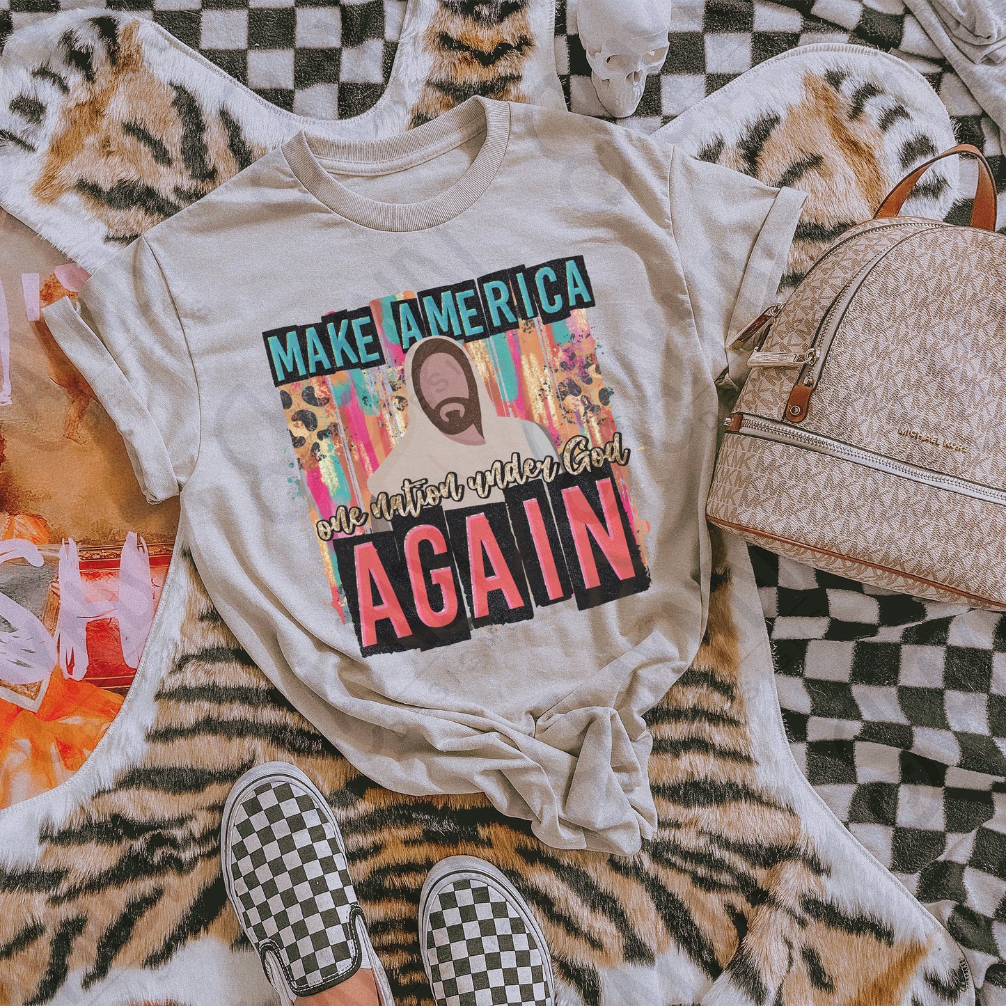 Make America One Nation Under God Again Sublimation Design PNG Digital Download Printable Christian Faith