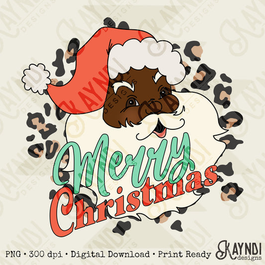 Merry Christmas Santa 2 Sublimation Design PNG Digital Download Printable Christmas Cheetah