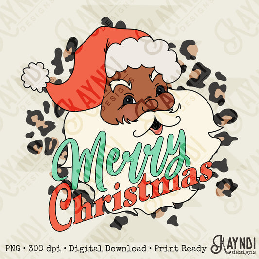 Merry Christmas Santa 3 Sublimation Design PNG Digital Download Printable Christmas Cheetah