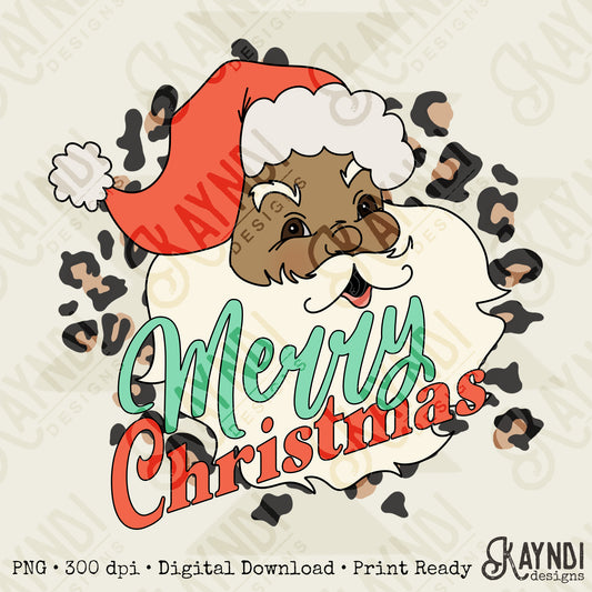 Merry Christmas Santa 4 Sublimation Design PNG Digital Download Printable Christmas Cheetah