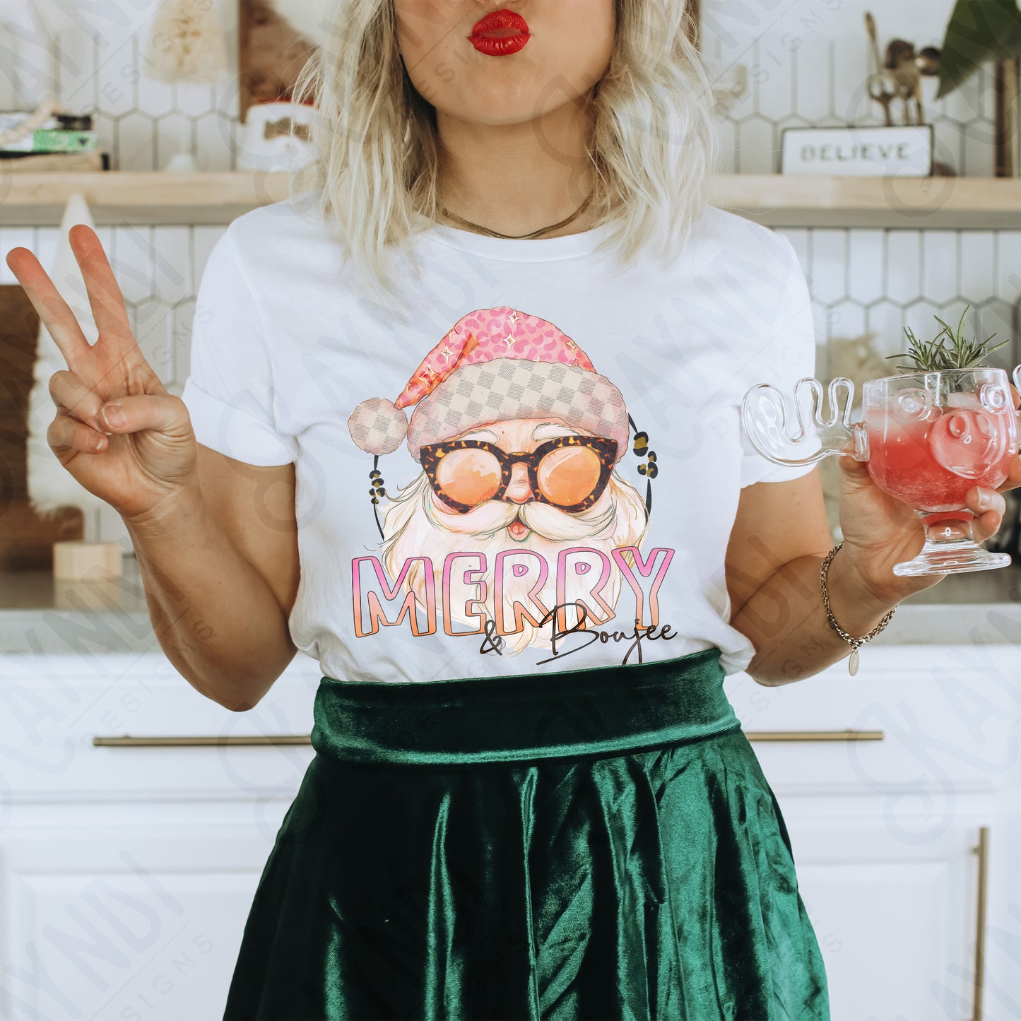 Merry and Boujee Sublimation Design PNG Digital Download Printable Christmas Pink Cheetah